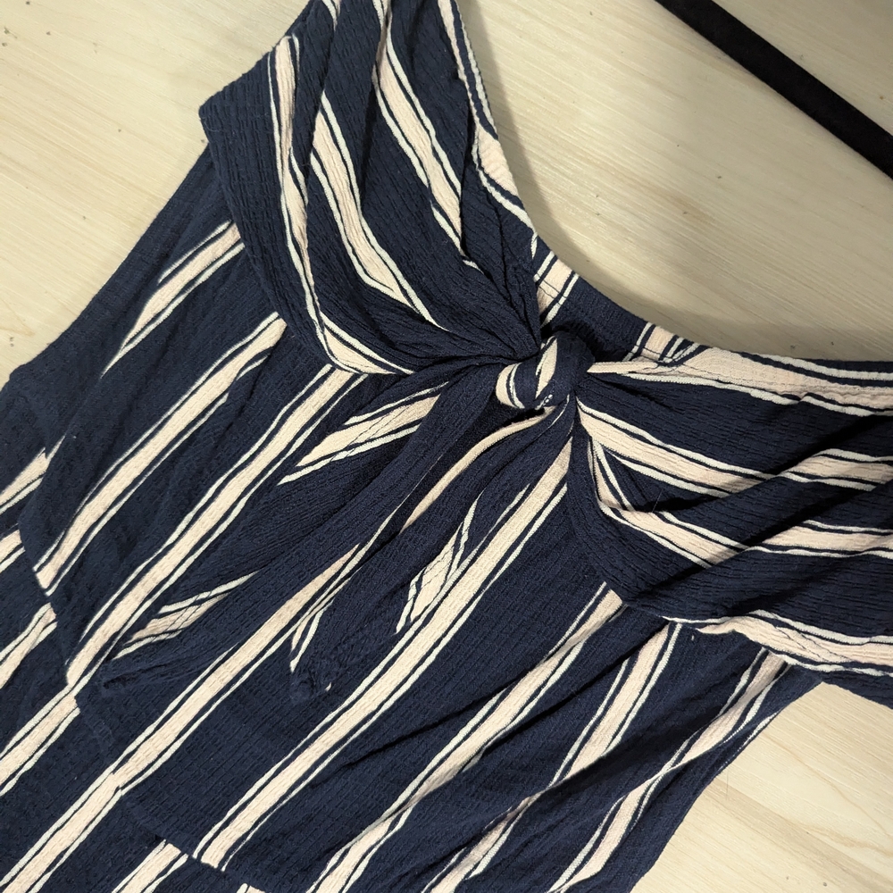 Love Tree Navy and White Striped Jumpsuit - Picture 2 of 3